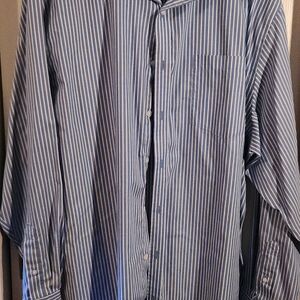 George Men's Blue and White Striped Button Down Shirt